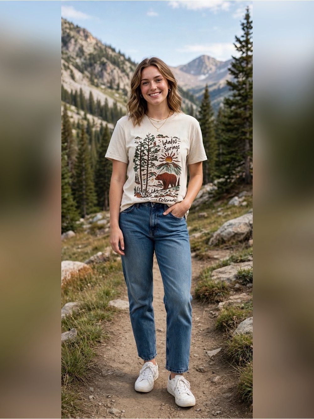 BLUE 84 Idaho Springs Colorado Graphic Tee Bear Mountain Sun Souvenir Granola S